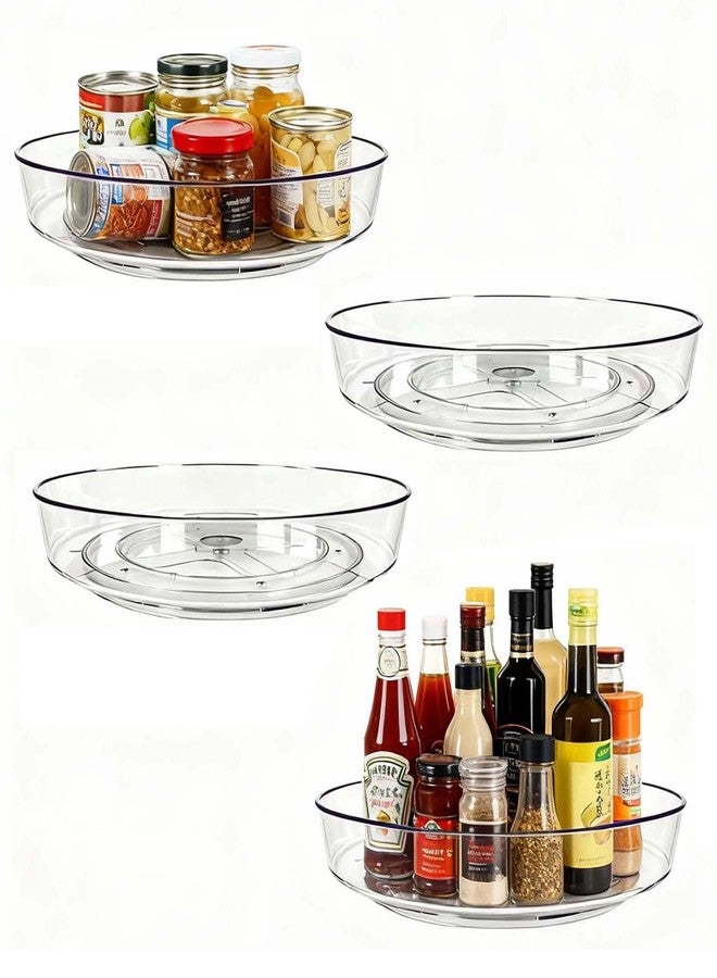 MiraFure Lazy Susan Turntable for Spice Organization | Clear BPA-Free Plastic Rotating Organizer for Kitchen Cabinet, Pantry, Countertop, Fridge | 360-Degree Rotating Base (10 inch - 4 Pack) - Image 1